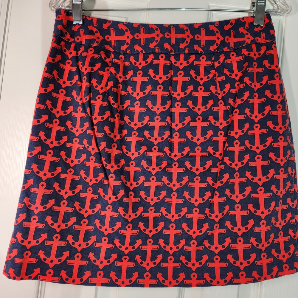 Vineyard Vines Red & Navy Anchor Print Mini Skirt Womens 4